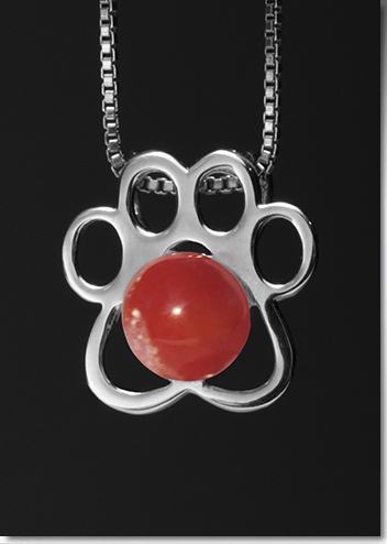 Red Paw White Gold Cremation Pendant